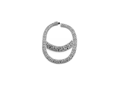 Rhodium Plated Mens Byzantine Chain